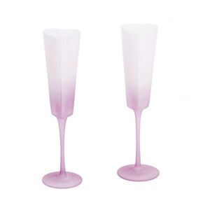BELLA LUXX  Frosted Purple Ombre Heart Shaped Champagne Flute Glasses NWTS